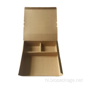 बायोडिग्रेडेबल स्क्वायर पेपर बॉक्स कोटिंग ऑयल-प्रूफ लंच बॉक्स